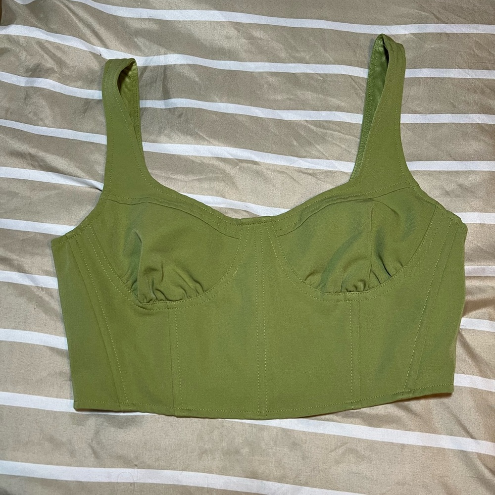 La Hearts Olive Green Crop Top